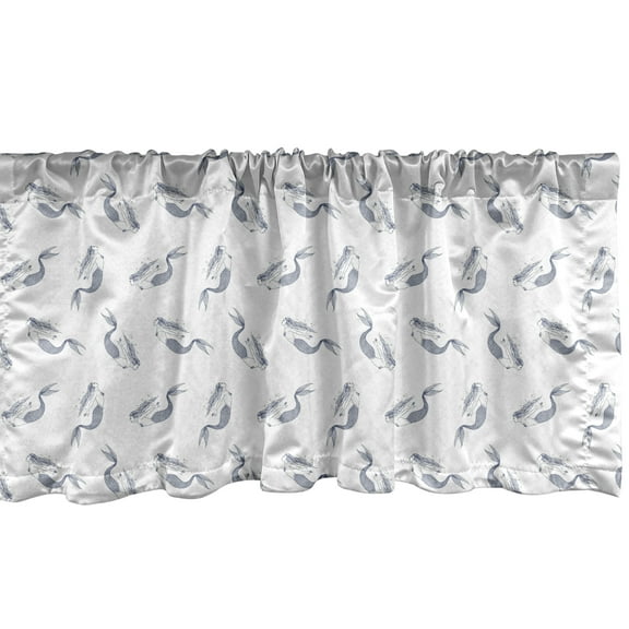 Ambesonne Vintage Mermaid Valance Pack of 2, Swimming Fish Girls, 42"X18", Dark Ceil Blue White