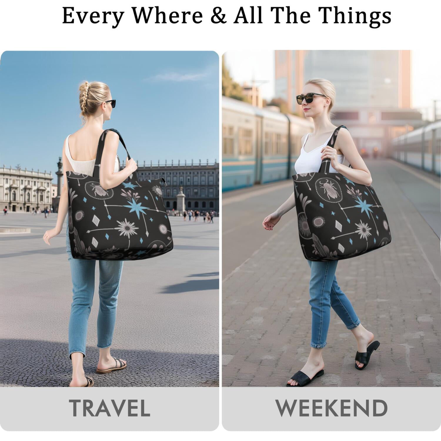 Weekender Bag Gothic Butterfly Moon Overnight Duffel Carry-On Tote Bag Fit . Inch Laptop Computer Gym Duffle for Gym Sessions Yoga Classes