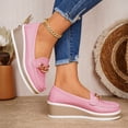 thumbnail image 3 of Women's Wedge Loafers Casual Comfortable Orthopedic Platform Sneakers Business Non Slip Walking Fashion Retro Slip on Work Shoes Pink Size 7, 3 of 5