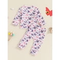 thumbnail image 4 of Suealasg Toddler Baby Girl Fall 2Pcs Outfits Dinosaur Butterfly Chicken Print Long Sleeve Sweatshirts Long Pants Set 6M 1T 2T 3T 4T Little Girls Autumn Clothes Set, 4 of 7
