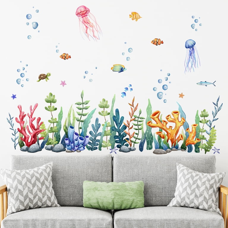 Stingrays & shark Ocean Theme Fabric Removable Wall Decals Kid Bedroom – Olive et Oriel