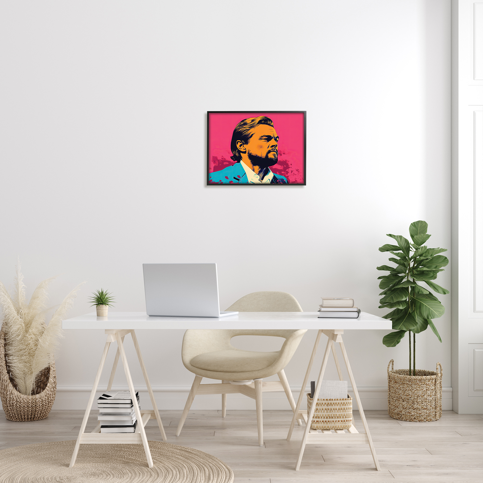 Stupell Industries Pop Style Leonardo DiCaprio Abstract Painting Black Framed Art Print Wall Art, 20 x 16