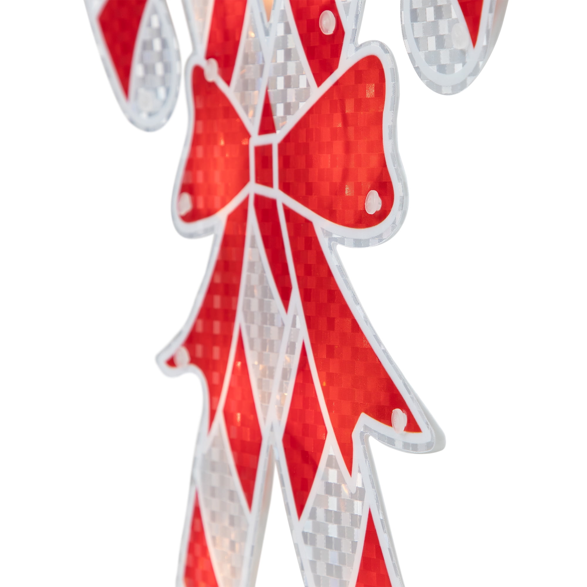 Northlight 12¨ Lighted Holographic Candy Cane Christmas Window Silhouette Decoration, Red