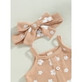 thumbnail image 5 of Wassery Baby Infant Girls Summer Outfits Floral Print Sleeveless Sling Romper with Floral Casual Elastic Shorts and Headband 3Pcs Set 0-18M, 5 of 8