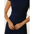 thumbnail image 4 of DARING DIVA Mock Neck Cap Sleeve Belted A-Line Dress 2XL Dark Blue, 4 of 6