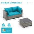 thumbnail image 6 of Ebello 3-Piece Modular Conversation Set, Outdoor Patio Sectional Sofa with Glass Coffee Table, Rattan Garden Furniture, GTQ(Peacock Blue), 6 of 6