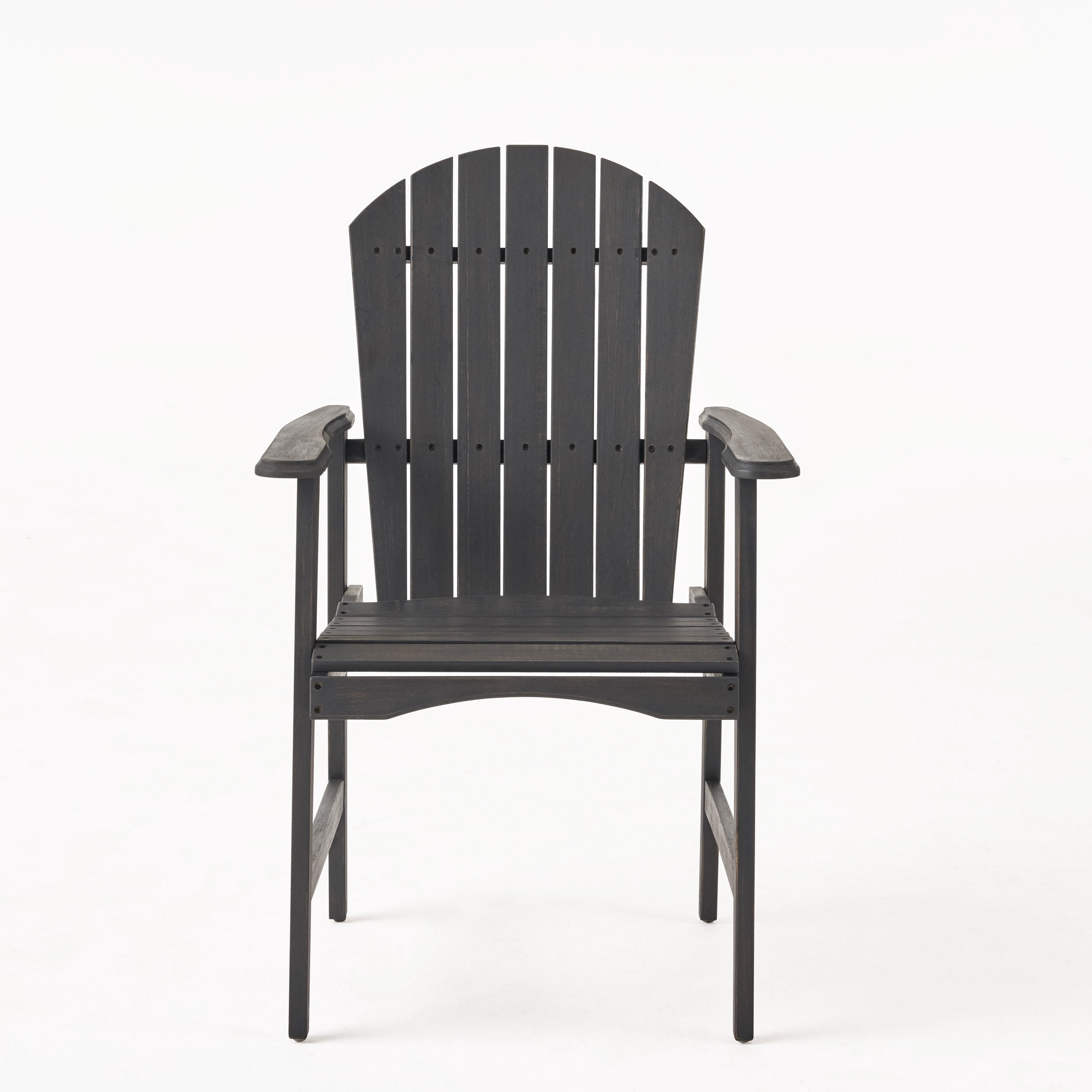 Outdoor Weather Resistant Adirondack Chair Set of 2, Acacia Wood Dining Seats for Patio Garden, Dark Gray