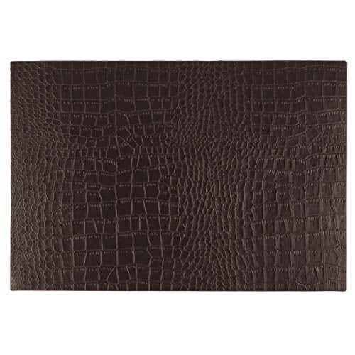 Cala Home Brown Crocodile Textured Faux Leather Reversible Placemat Set of 2 Each measures 17 inch by 11.75 inch