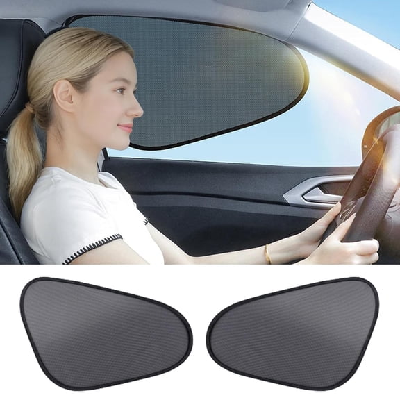 Wrongduck Foldable Car Side Window Sun Shades 2 Pack, Universal Static Cling Mesh Window Screens for SUV Sedan Van Truck, Easy Install