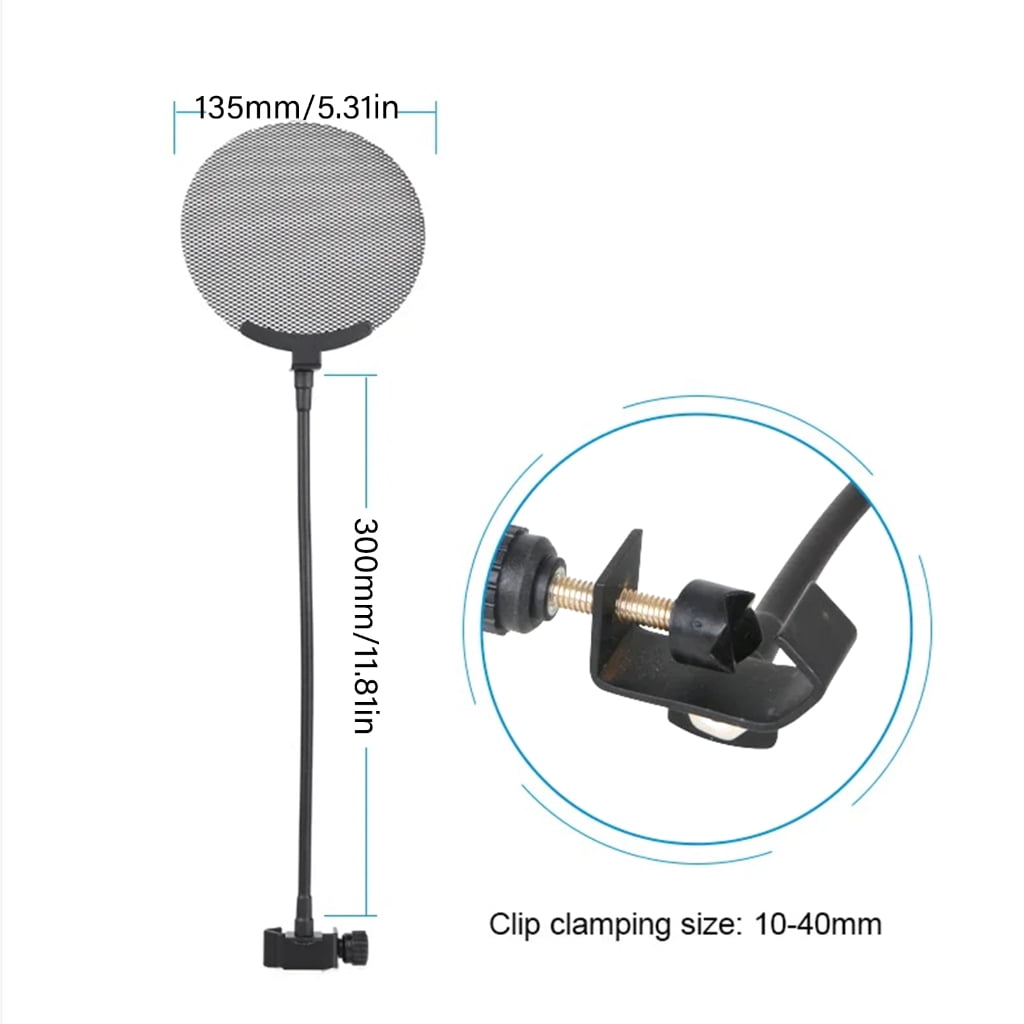 Studio Microphone Windscreen Microphone Blowout Filter with Double Layered Metal Net for Clear Auditory