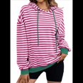 thumbnail image 1 of Sudadera con Capucha A Rayas para Mujer, Estilo Adolescente, para Otoño. Rosa Roja L, 1 of 10