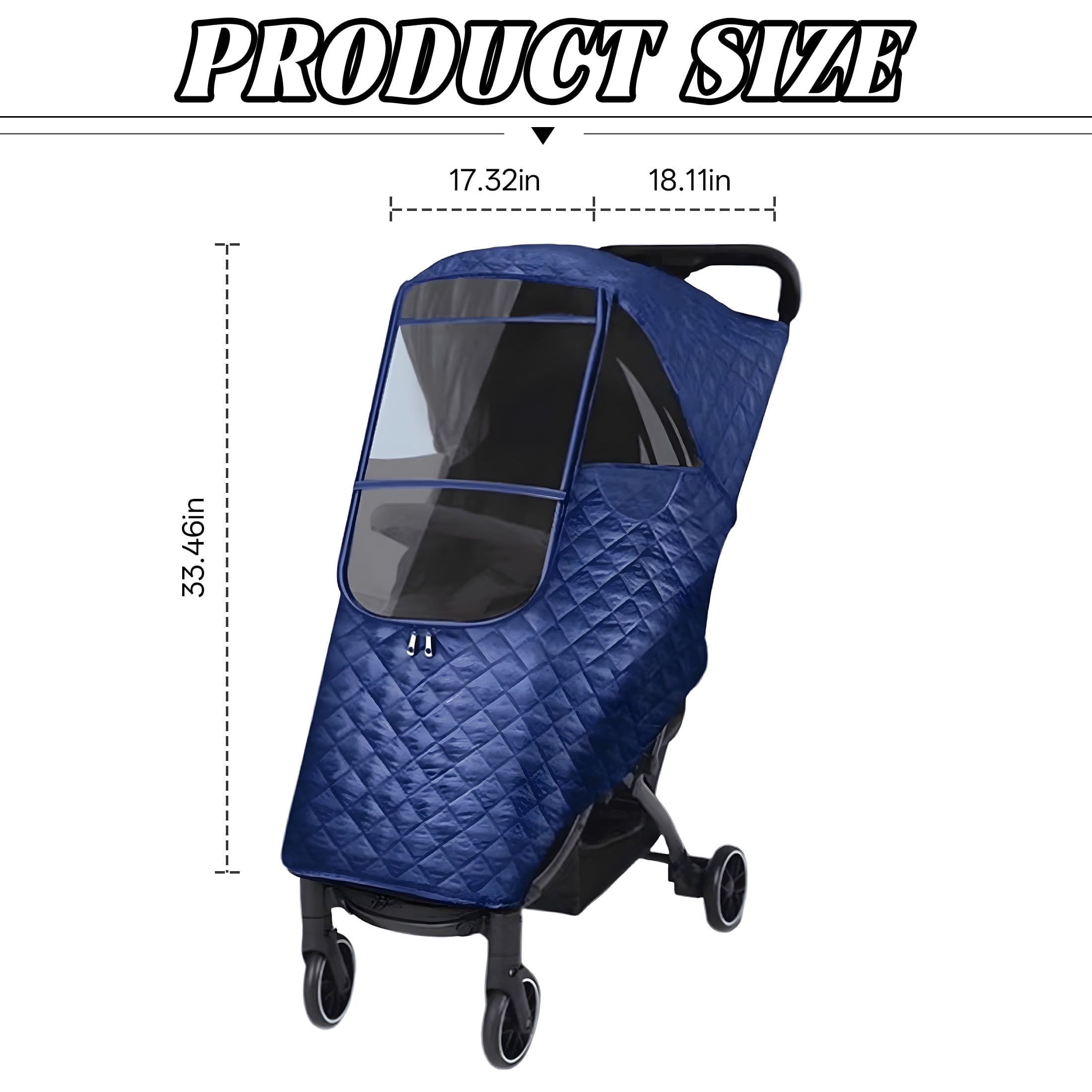 LADYGYM 2026 New Stroller Rain Cover,U-Zipper Stroller Cover,Three-Layer Warm Weather Shield,Full-Coverage Stroller Rain Cover