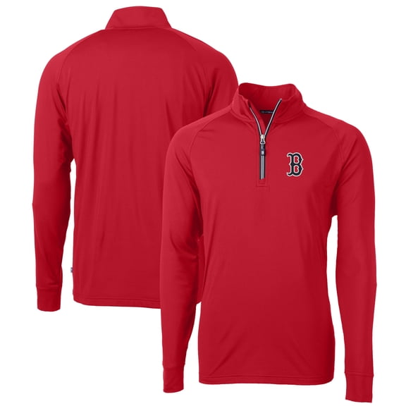 Men's Cutter & Buck Red Boston Red Sox Big & Tall Adapt Eco Knit Stretch Recycled Quarter-Zip Pullover Top