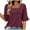 Wine, variant on Sevevn Women's Fashion Summer Solid Color Short Sleeve Round-Neck Blouses Khaki XXL Deal of the Week