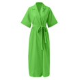 thumbnail image 5 of Sngxgn Womens Square Neck Dress Long Sleeve Side Slit Flare Mini Dresses(Mint Green,L), 5 of 5