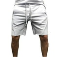 thumbnail image 2 of Fnnxeal Mens Cotton Blend Relaxed Fit Shorts Drawstring Elastic Waist Raw Hem Active Lounge Casual White,Size 3XL, 2 of 6