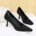 thumbnail image 2 of Women Square Toe High Heels 7.5CM Stiletto Sexy Satin Pumps Wedding Evening for Bride Prom Party, 2 of 5