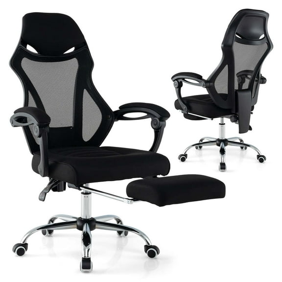 Costway Ergonomic Mesh Office Chair with Footrest Height-Adjustable & Tilting Backrest
