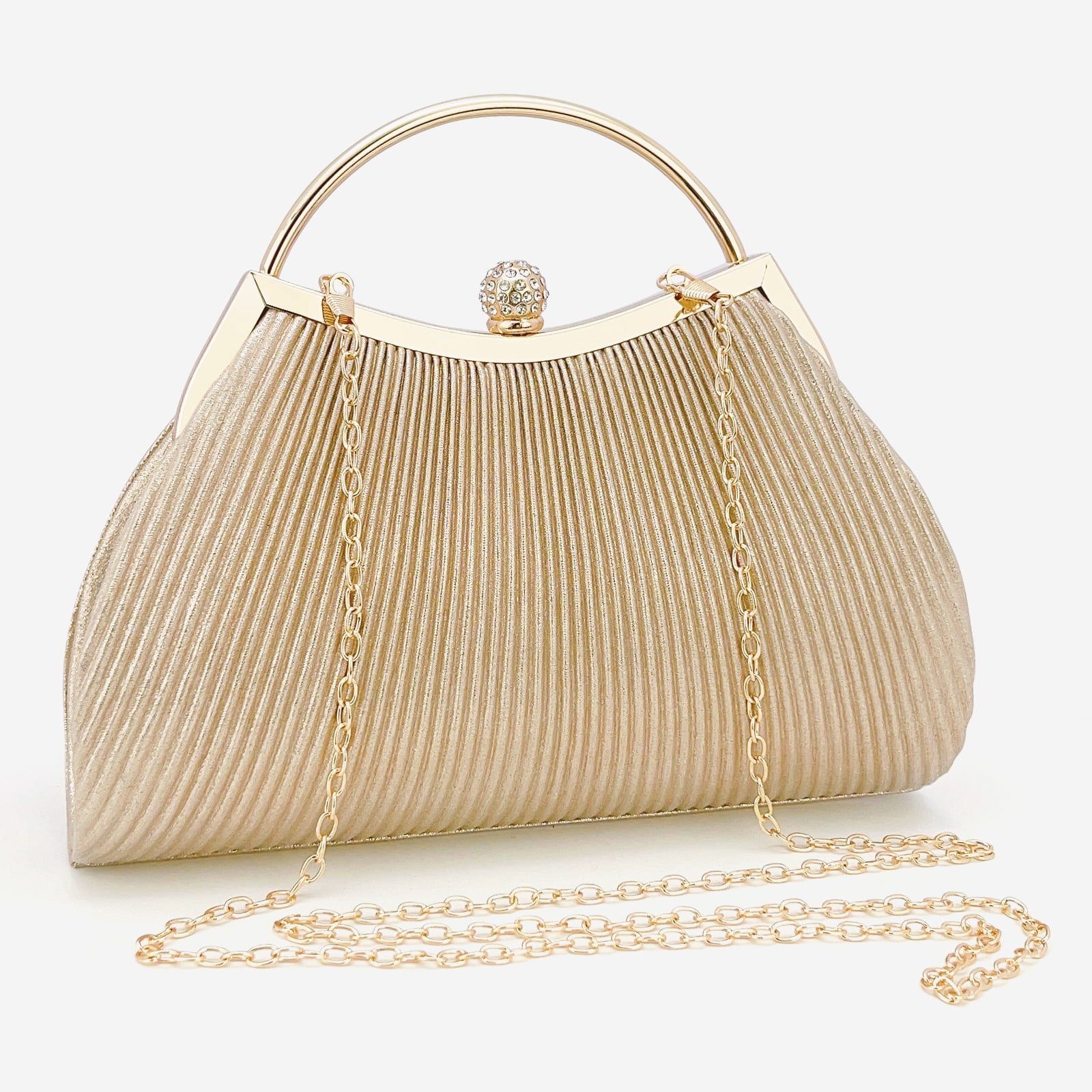Clutch Purses for Women Evening Bags Party Clutches Handbag With Detachable Chain Strap for Cocktail Party Wedding Purses with Pleated