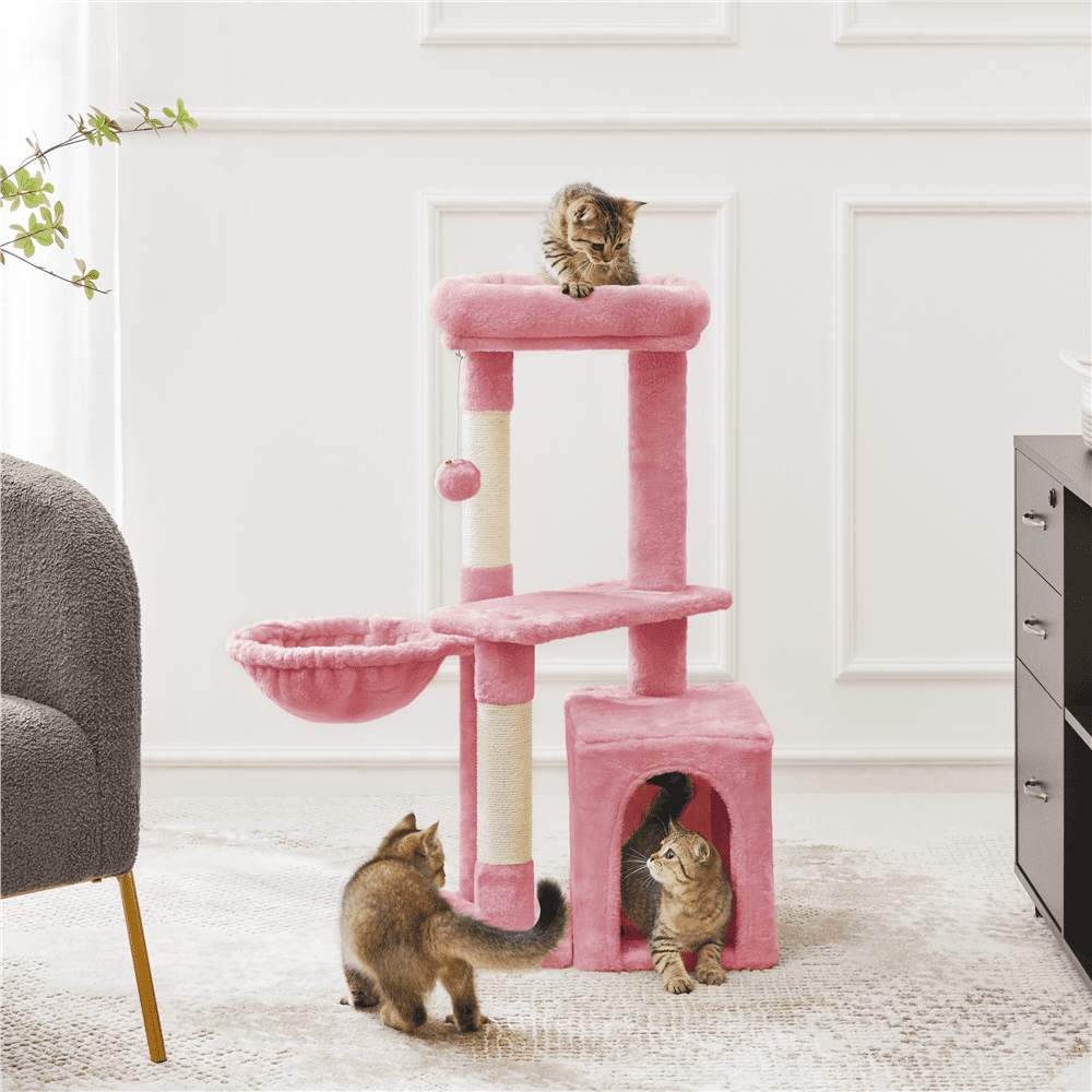 Alden Design 34.5" H Cat Tree Tower with Condo and Perches, Pink