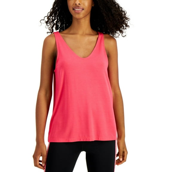 Ideology Women Sleeveless Rounded V-Neck Gym Tank Top, Flamenco Pink, XL