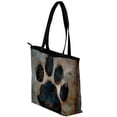 thumbnail image 3 of Paw Print Canvas Leather Mix Handbag with Twill, Sponge, and Jeanette Materials - 30x10.5x39cm/11.8x4.1x15.4in Size, 3 of 5