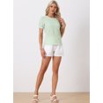 thumbnail image 4 of DARING DIVA Women's Gingham Checkered Plaid Puff Sleeve Keyhole Back Shirt XL Light Green, 4 of 6