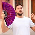 thumbnail image 6 of 10 Inch Colorful Stripe Kung Fu Fan - Boots On The Ground Hand Fan, Clacking Fans for Line Dancing, Popping Fans Large Holographic Folding Fan Iridescent Clack Hand Fan,Foldable Craft Holding Laser, 6 of 6