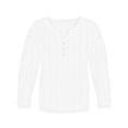thumbnail image 3 of Women's Autumn/Winter Solid Color Jacquard Seamless V Neck Three Button Long Sleeve T Shirt Top Tops Long Sleeve for Women Women Workout Shirt Plain Short Sleeve Shirts for Women Long Sleeve Shirt, 3 of 3