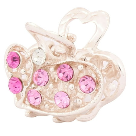 Small Crystal Butterfly Claw Clip - Ladies Metal Heart Shape Faux Crystal Diamond Inlay Hair Claw Clip 2cm Length