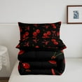 thumbnail image 5 of Erosebridal Bowknot Cherry Bedding Twin Comforter Set, Kawaii Fruit Down Comforter, Black Red, Breathable 2pcs, 5 of 8