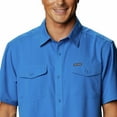 thumbnail image 4 of Men's Columbia UPF 40 Utilizer™ II Solid Short Sleeve Button-Down Shirt Color: Ice Green Size: S, 4 of 5
