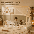 thumbnail image 3 of Miniyam Twin Size House Floor Bed for Kids, Wood Low Profile Bed Frame with Guardrails, Natural, 3 of 7