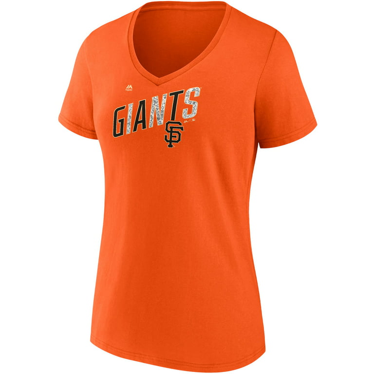 Women's Majestic Orange San Francisco Giants Second Wind V-Neck T-Shirt 