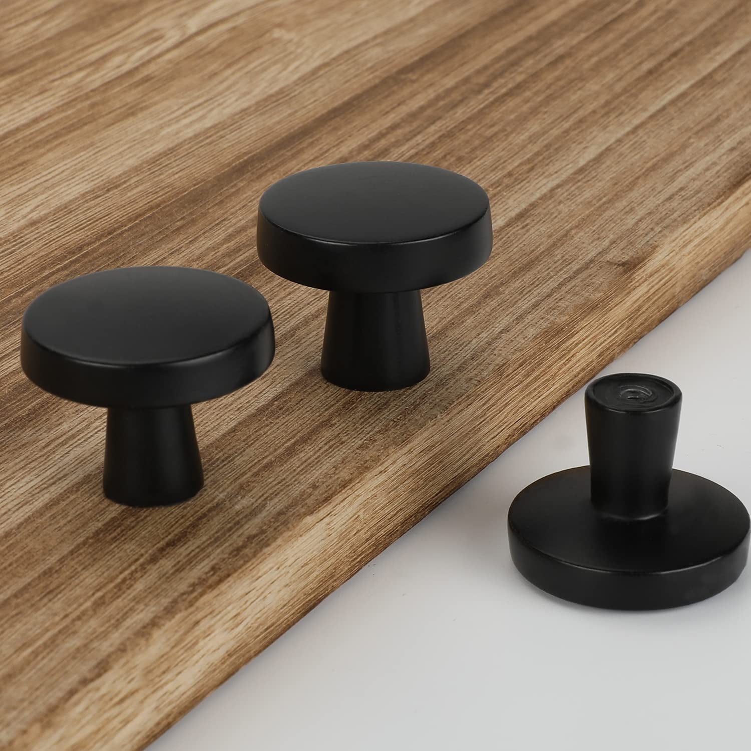 Homdiy 25 Pack Black Cabinet Knobs Kitchen Drawer Knobs Round Solid Cabinet Hardware Knob