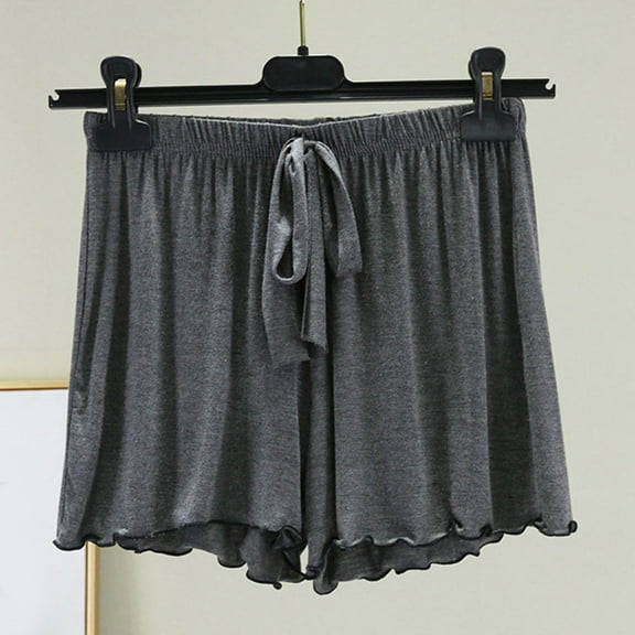 HongQid Pajama Short Women Modal Cotton Lounge Short Comfy Casual Pajama Shaort with Elastic Waistband Dark Gray 3XL