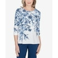 thumbnail image 4 of Alfred Dunner Womens  Floral Shimmer Three Quarter Sleeve Top, 4 of 6