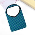 thumbnail image 2 of Bolso de hombro de punto para mujer, bolso de compras, bolso de mano, tejido suave, patrón de cuadrícula, moda informal Azul verde, 2 of 8