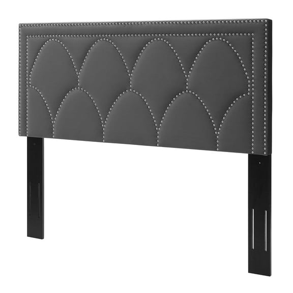 Headboard, Full Queen Size, Velvet, Dark Grey Gray, Modern Contemporary Urban Design, Bedroom Master Guest Suite