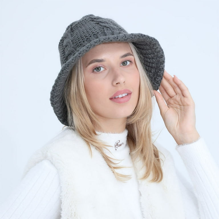 HGYCPP Women Winter Cable Knit Bucket Hat Twist Pattern