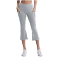 thumbnail image 4 of Trgacdwlo Flare Capri Leggings for Women High Waisted Cotton Yoga Pants for Women Stretchy Slim Fit Workout Pants Women Gray M, 4 of 8