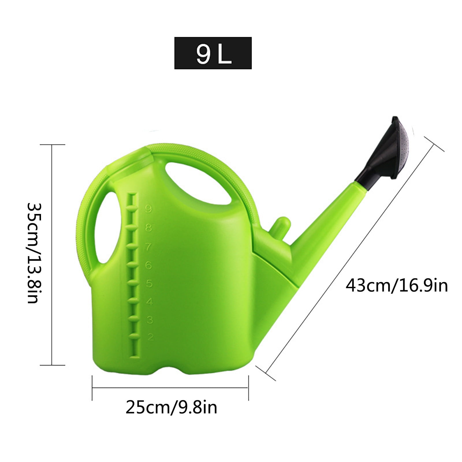 Byujiro 2.38 Gallon Large Capacity Plastic Watering Can - Thickened Garden Watering Can with Long Spout for Outdoor Gardening, Vegetable Beds & Patio Plant Care