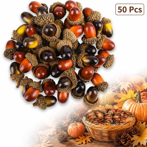 50 Pcs Small Dark Faux Acorns Thanksgiving Fall Craft Supplies Decor