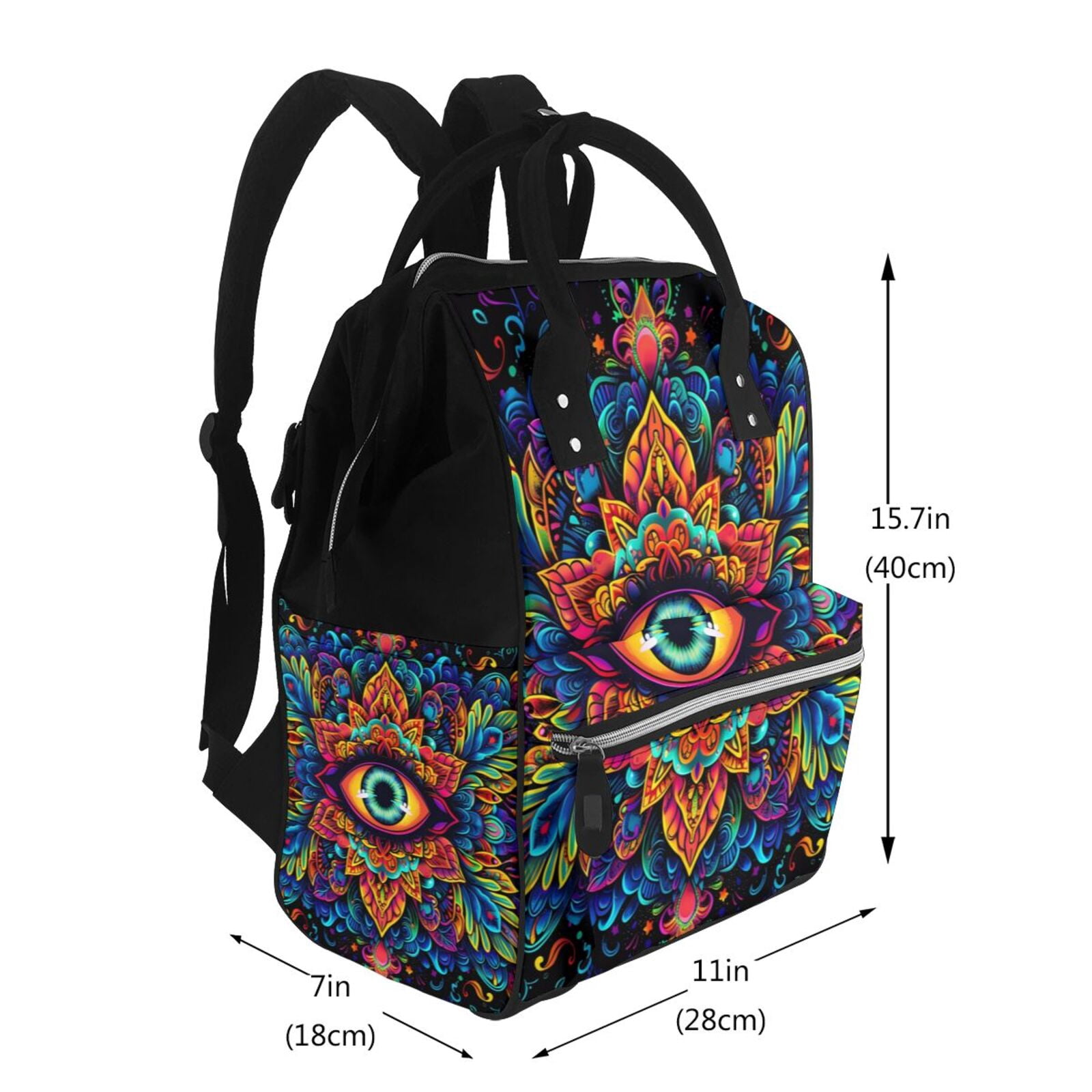 Defioc Vibrant Psychedelic Eye for Baby Diaper Bag Backpack - Baby Bag for Boys & Girls - Diaper Backpack - Large Travel Diaper Bags- Baby Registry Search & Shower Gifts