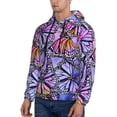 thumbnail image 3 of Lsque Watercolor Butterflies Pattern Casual Men's Hoodie,Hooded Sweatshirt with Kangaroo Pocket,Pullover Hoodie-3X-Large, 3 of 7