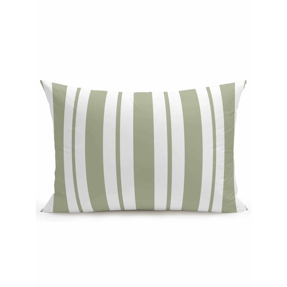 1 Pack Outdoor Throw Pillow, Sage Green Striped Waterproof Pillow with Insert Included, Green Geometric Line Stripes Farmhouse Decorative Accent Cushion Lumbar Pillows for Patio Porch, 12 x 20 In