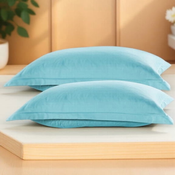 Soimiss 1 Pair of Fuzzy Pillow Cases Polyester Fiber Decorative Pillow Cover Light Blue