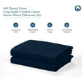thumbnail image 5 of Royale Linens 400 Thread Count 100% American Grown Cotton Pillowcase Set - Luxury Sateen King Pillow case - 20"x40" Inch Soft & Smooth Set of 2 Navy Pillowcases - (King, Rivera Navy), 5 of 9
