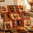 thumbnail image 4 of Clearance! Fall Decor, Fall Decorations for Home, Fall Pumpkin Maple Plaid Flannel Throw Blanket Sofa Bed Decor, 4 of 7