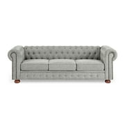 Aukfa 80 Sectional Sofa for Living Room, 3 Seater Couch with Reversible Ottoman, Chenille, Dark Gray